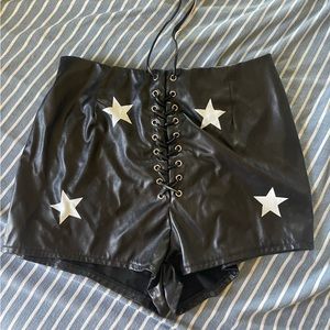 Faux leather shorts